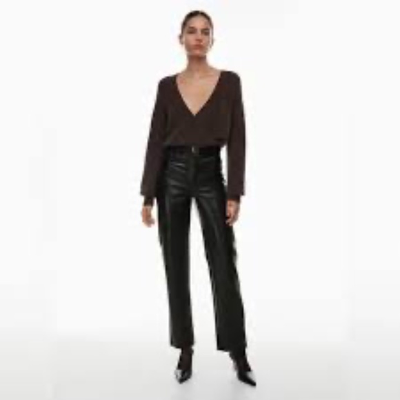 Wilfred Aritzia 2 Melina Black Vegan Leather Pants - Picture 1 of 13